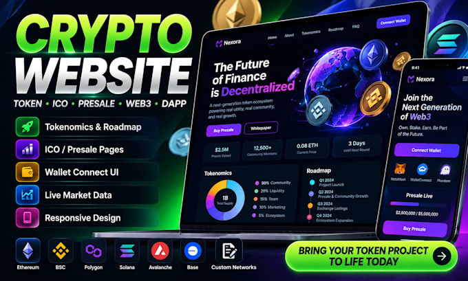 create crypto website, crypto token website,ico presale website web3 wallet dapp