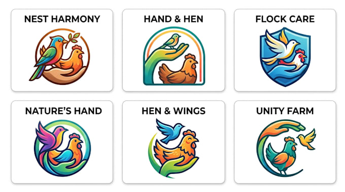 design a chicken, bird, and hand logo