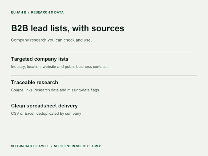 do b2b lead generation and build source linked company lists