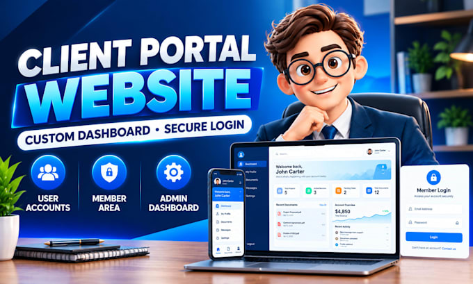 build client portal website custom dashboard member login user account system