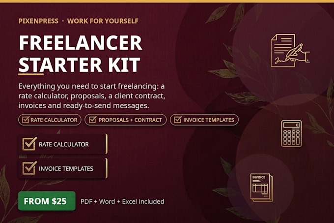 provide a freelancer starter kit with proposal contract and invoice templates