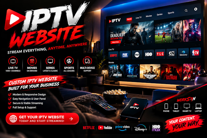 develop iptv streaming website payment setup, automation and customer workflow