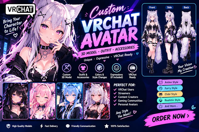 customize a cute anime vrchat avatar with outfits and accessories