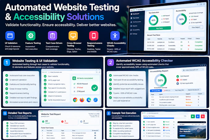 run automated wcag accessibility checks and generate test reports