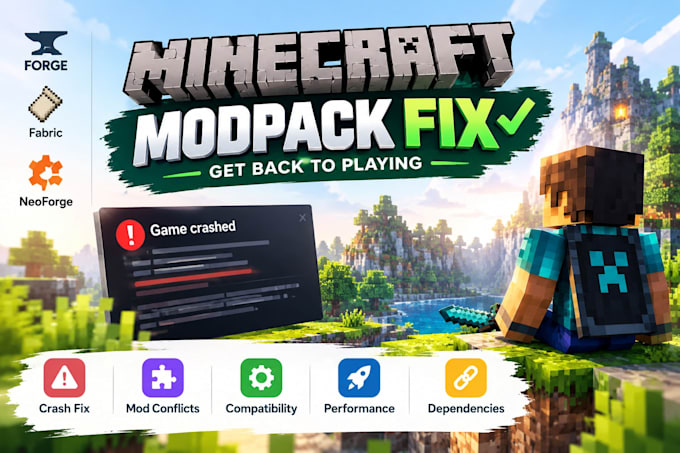 fix minecraft modpack crashes mod conflict, forge fabric error, mod update