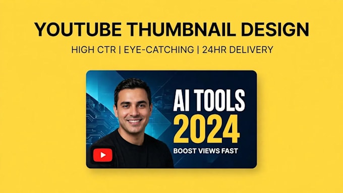 design eye catching professional youtube thumbnail in 24 hours