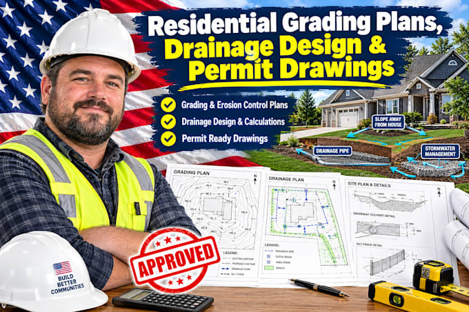 residential grading plans, drainage design perm drawings