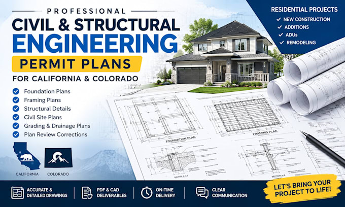 structural engineer for colorado and california permit set civil engineering
