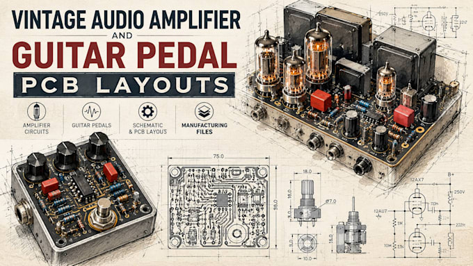 design guitar pedal pcb layout and audio amplifier schematics