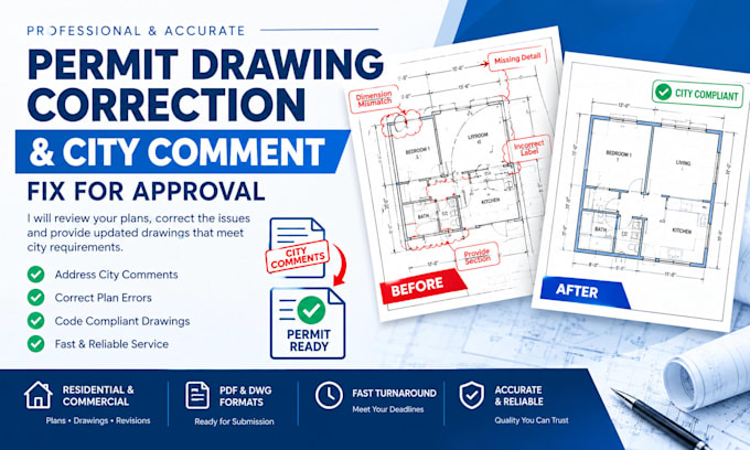 fix permit drawing correction and city comments