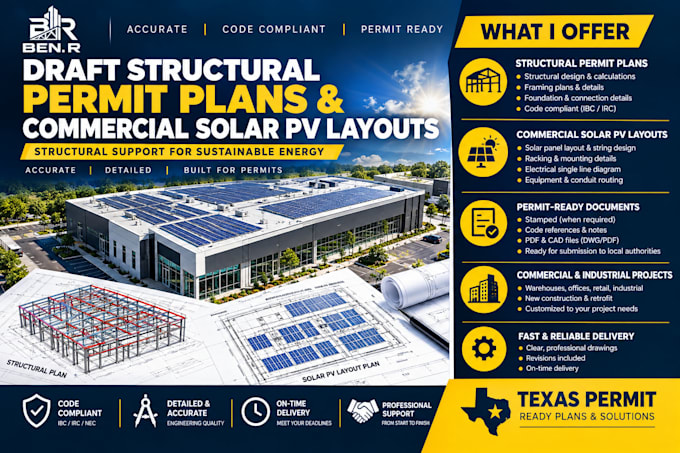 design structural permit plans and commercial solar pv layouts