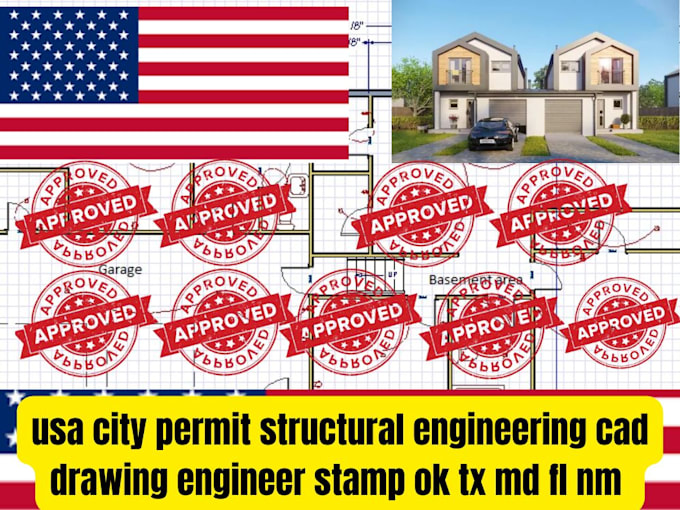 usa city permit structural engineering cad drawing engineer stamp ok tx md fl nm