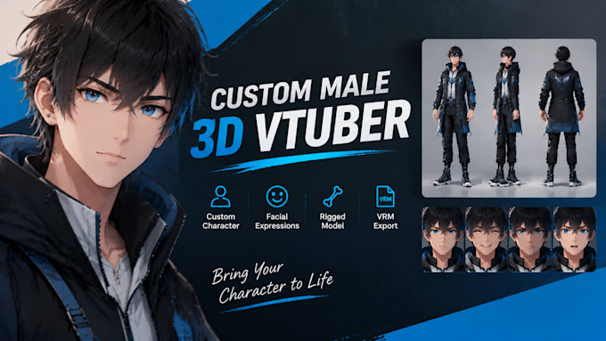 create a custom male 3d vtuber model and vrm avatar