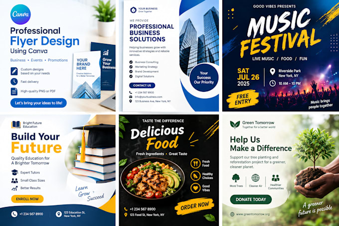 design a clean and professional flyer using canva