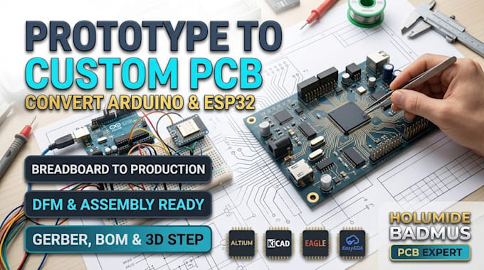 Convert arduino or esp32 breadboard prototype into custom pcb layout ...