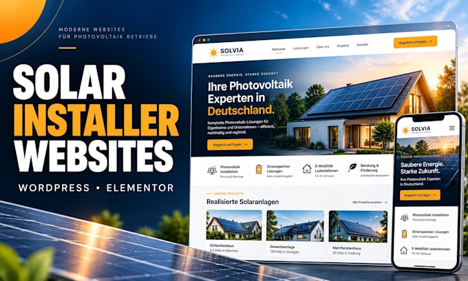 design,redesign wordpress elementor solar panel installation website development