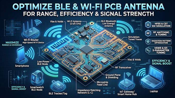 optimize ble and wifi pcb antenna for range, efficiency and signal strength
