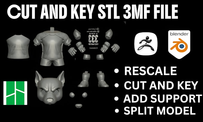 split stl files cut and key models for bambu lab multicolor 3d printing