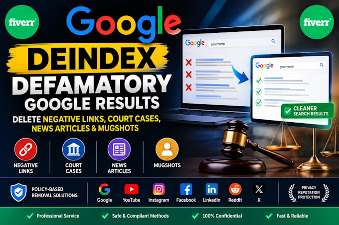delist defamatory google results, negative links, cases, news articles, mugshots