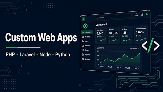 develop a custom website or web app in PHP laravel node python