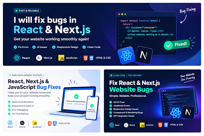 fix react and javascript website bugs and errors