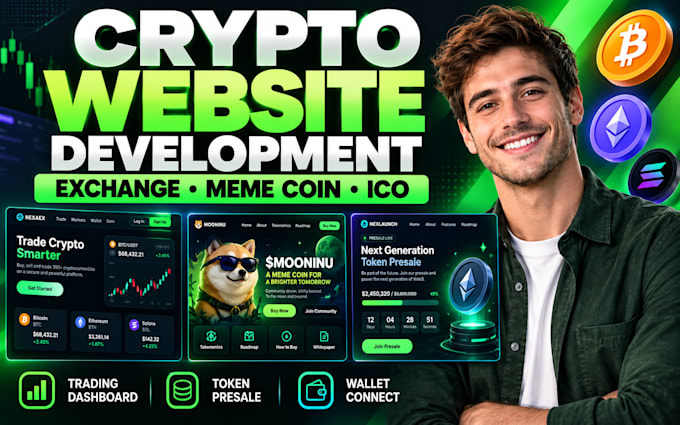 build crypto exchange website meme coin website crypto token presale ico website