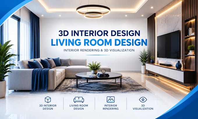 3d interior design, living room design, interior rendering and 3d visualization