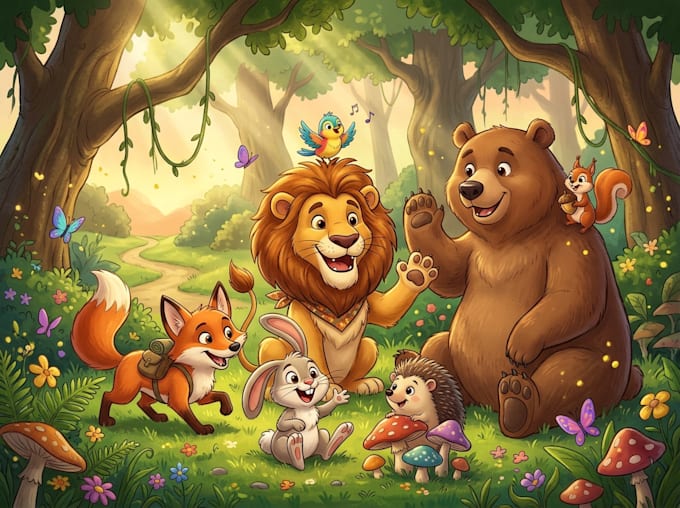 draw animals cartoon illustration