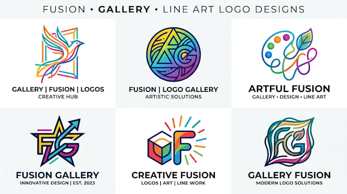 design a fusion, gallery, and line art logo