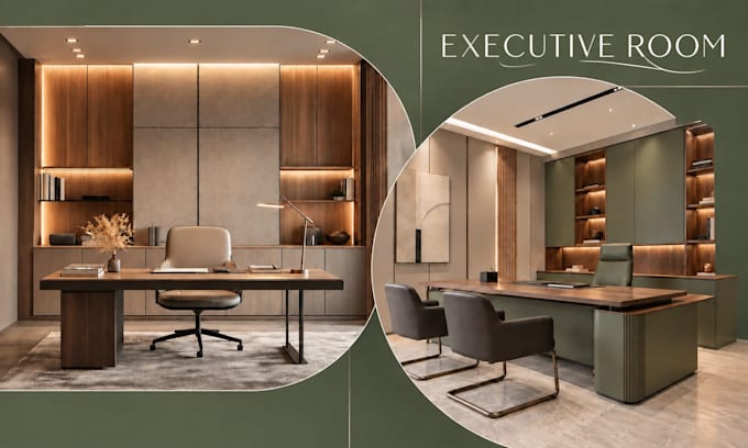 design executive office, meeting room, home office with 3d rendering