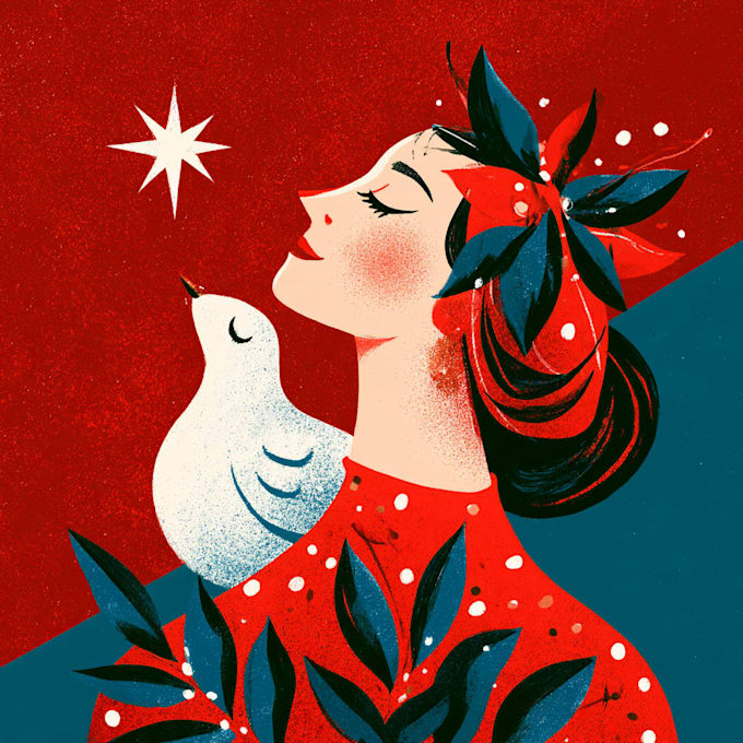design a custom flat style christmas illustration