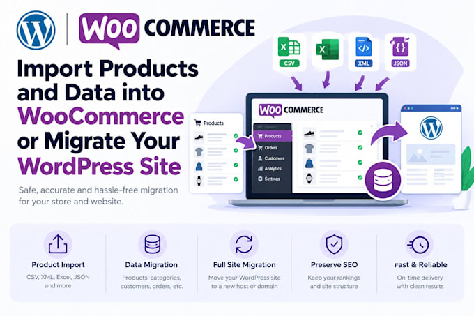 import products and data into woocommerce or migrate your wordpress site