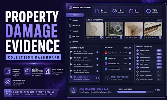 develop a professional property damage evidence collection dashboard