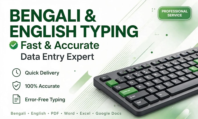 do fast bengali and english typing and data entry
