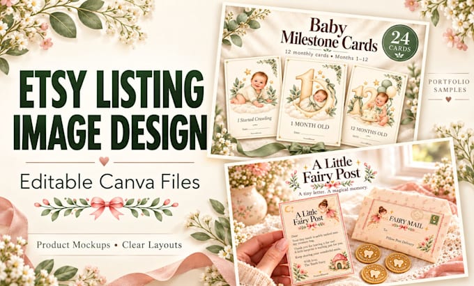 design etsy listing images and editable canva templates