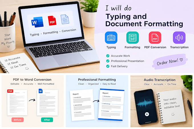 do typing and document formatting