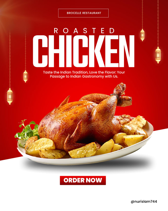 design roasted chicken food banner