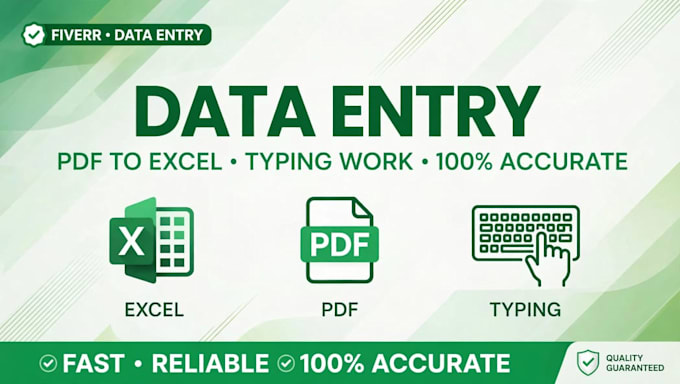 do data entry, excel work, pdf to excel, typing work