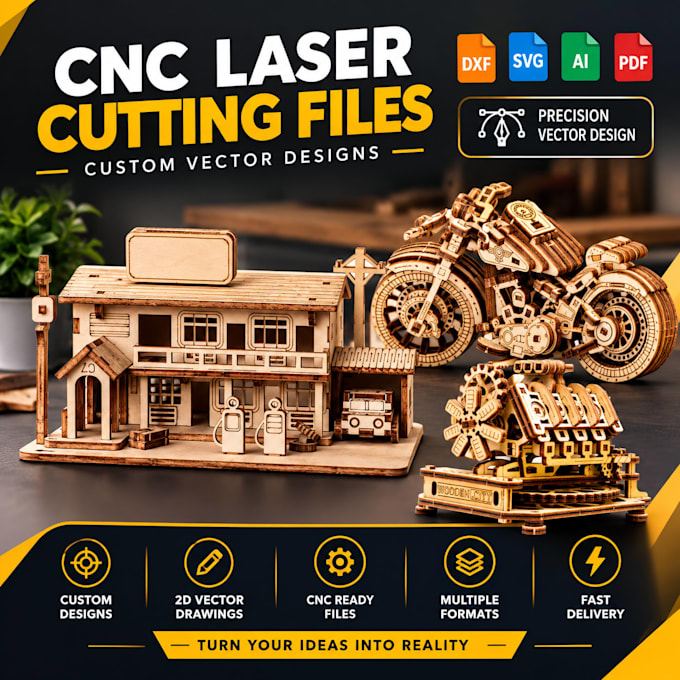 create cnc laser cutting files in dxf svg and ai