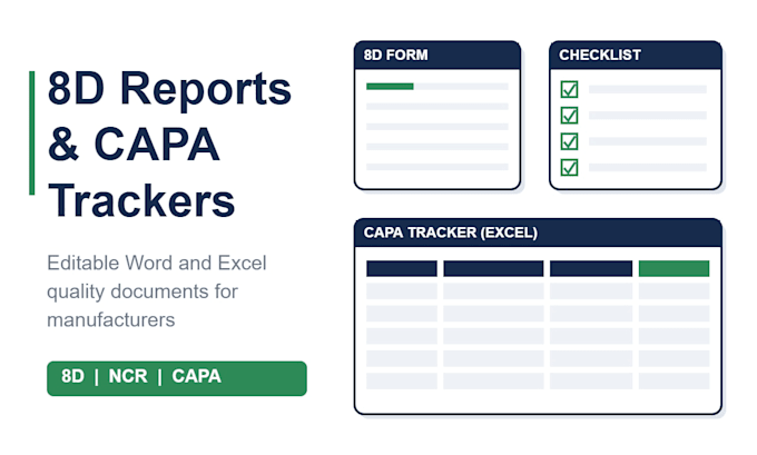 create 8d reports and capa tracker in excel for manufacturers