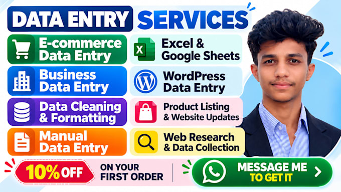 do e commerce data entry, product listing, and business data cleaning
