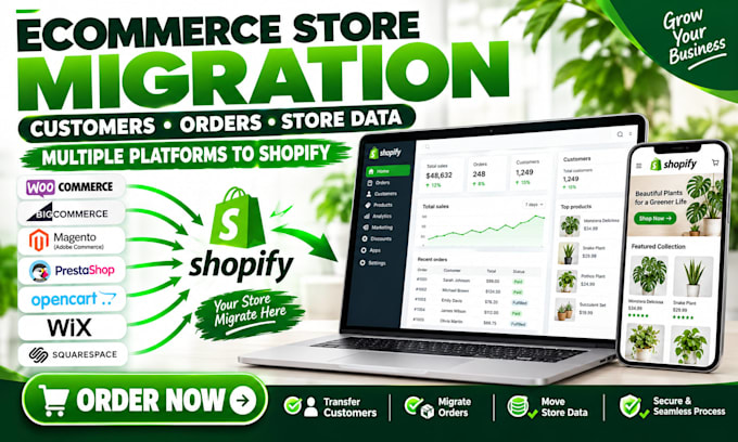 migrate woocommerce customer and historical orders to shopify migration with SEO