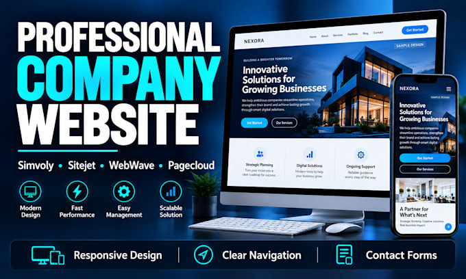 build simvoly sitejet webwave pagecloud responsive company website design