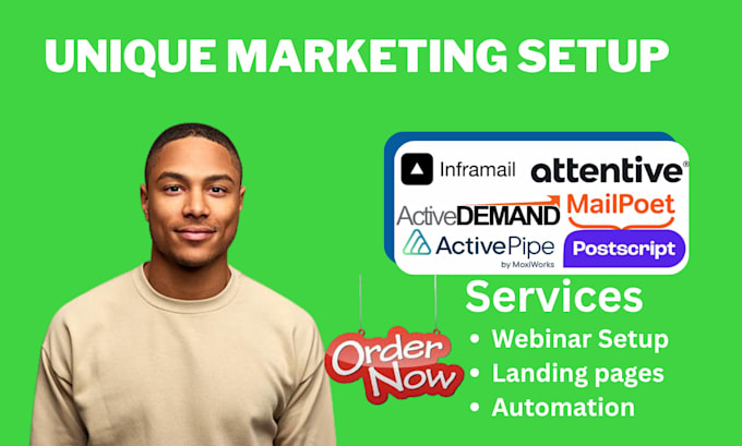 setup postscript, mailpoet, attentive, activedemand, inframail,and activepipe