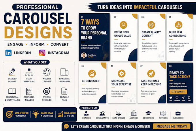 design linkedin carousel and instagram carousel posts