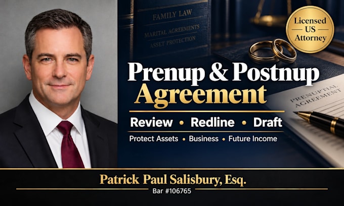 draft, review or redline a prenuptial or postnup agreement