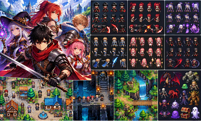create pixel art sprites, animated sprite sheets, and rpg maker characters game