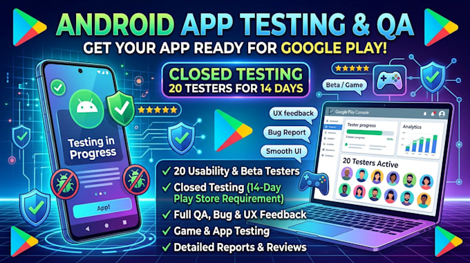 do mobile andriod app closed 12 user qa 20 usability testers website testing