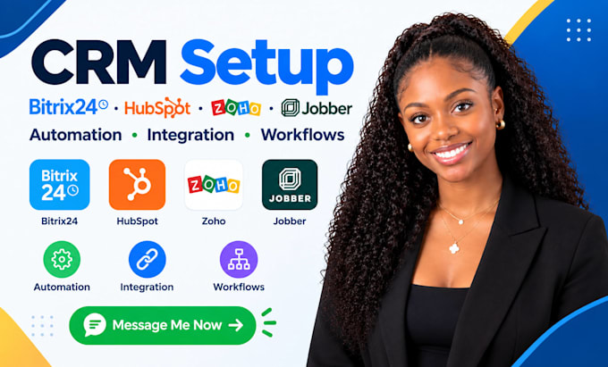 crm setup bitrix24 hubspot zoho jobber automation integration workflows ai