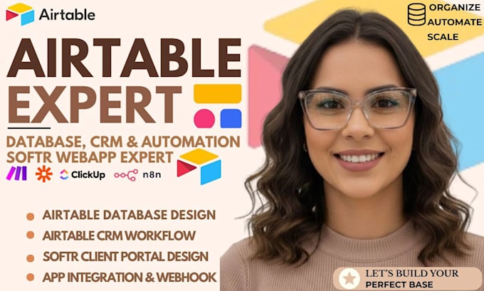 build airtable database, airtable automation, CRM workflow and softr portal